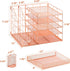 Marbrasse Rose Gold Desk Organizer with 5-Tier Paper Letter Tray, Drawer and 2 Pen Holder