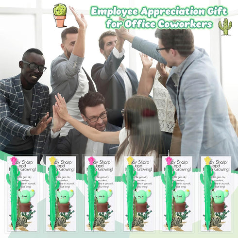 Sinload 30 Sets End of Year Students Gift for Teacher Bulk Cactus Mechanical Pencils Stress Balls Squeeze Toys