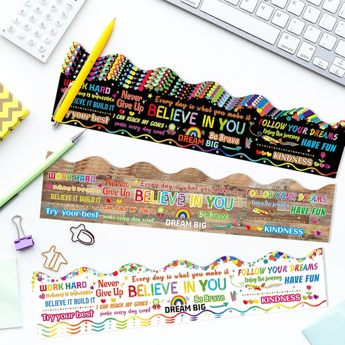 Inspirational Quotes Bulletin Board Borders Trim, Motivational Classroom Decorations for Bulletin Board (59 FT in