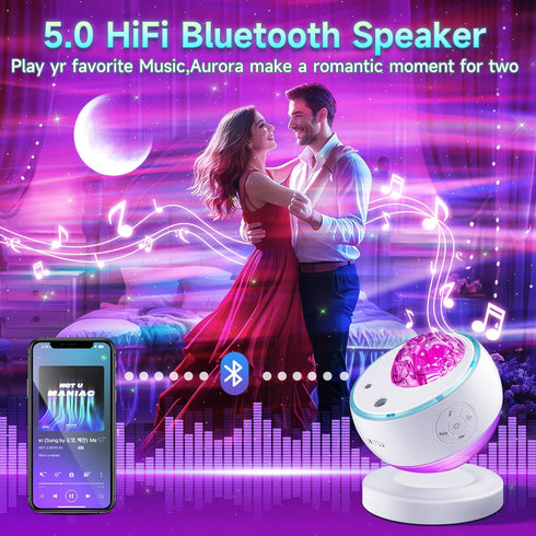 300+ 15 Northern Lights Projector Galaxy Projector with Light Effects Sound Machine, LED Star Projector Aurora Light