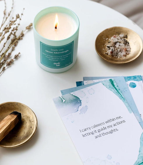 Dear Me Calmness Affirmation Cards Uniquely Designed Mindfulness Deck with Wooden Stand Positive Daily Affirmations