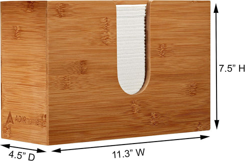 AdirHome 4.8" 11.6" 7.8" Countertop Commercial Bamboo Paper Towel Dispenser x x - Wall Mount or for Multifold Hand