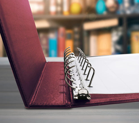 Better Office Products 7 Ring Executive Check Binder with Zipper Pouch, Burgundy Textured Cover, for 9 x 13" 3 Per Page