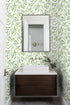 HAOKHOME 93199-2 Boho Peel and Stick Wallpaper, Green Branches Leaves, Removable Vinyl Contact Paper 17.7in x 9.8ft