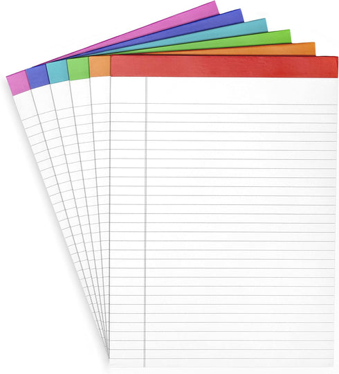 PAPERAGE 6 Pack Lined Legal Pads (Rainbow), 50 Sheets Each, Wide Ruled Note Pads, 8.5 x 11 inches