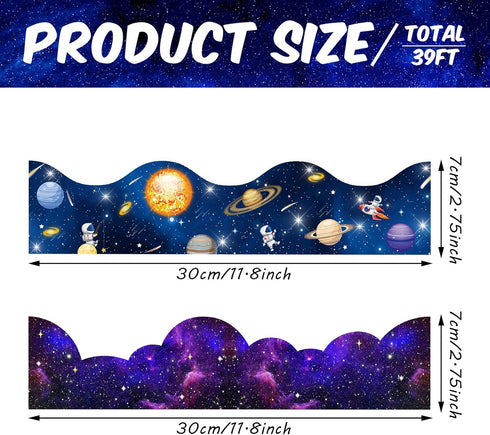 Galaxy Scalloped Borders, Outer Space Bulletin Board Trim for Night Sky Classroom Wall Decor Back to School