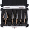 Zhushan 5pcs Step Drill Bit Set, High Speed HSS Cobalt Multiple Hole Sizes with Aluminum Case