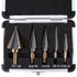 Zhushan 5pcs Step Drill Bit Set, High Speed HSS Cobalt Multiple Hole Sizes with Aluminum Case