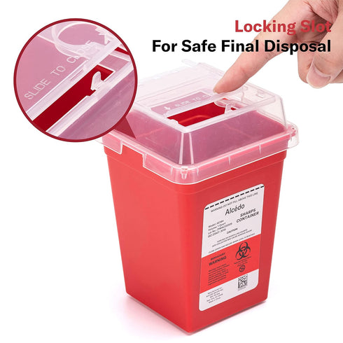 Alcedo Sharps Container 3-Pack for Home Use, 1 Quart Plus Biohazard Needle and Syringe Disposal, Portable for Travel