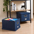PRANDOM File Organizer Box - Collapsible Decorative Linen Filing Storage with Lids, Set of 1, Letter/Legal Size, Navy