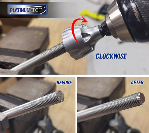 PLATINUMEDGE Deburring Tool with YG8 Carbide Blade, 1/4" Hex Shank, for 1/8”-3/4” Bolt Repair, Quick Release