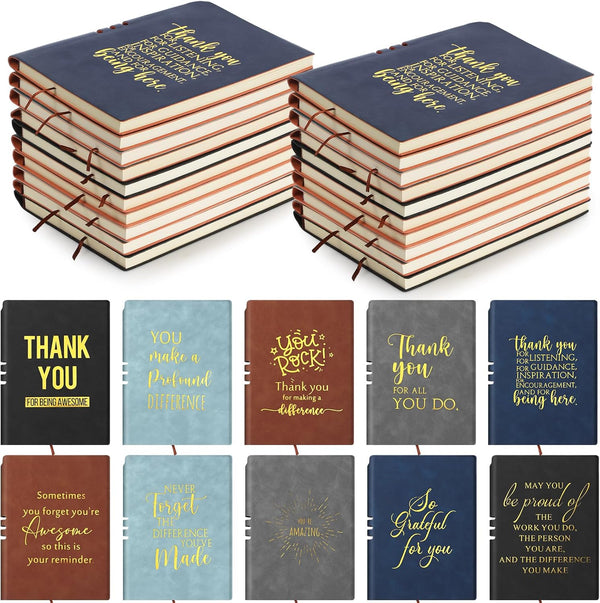 Fulmoon 10 Pcs Employee Appreciation Gifts, A5 Leather Inspirational Journal Bulk for Teachers, Students