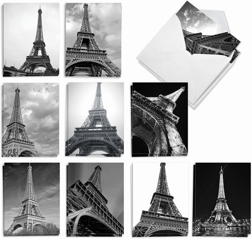 The Best Card Company - 20 All Occasion Blank Greeting Cards (4 x 5.12 Inch) - Towering Paris AM7028OCB-B2x10 (10