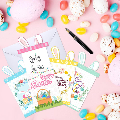 Watayo 12 Sets Easter Bunny Party Money and Gift Card Sleeves, Happy Easter Money Holder Ornaments for Cash Gifts