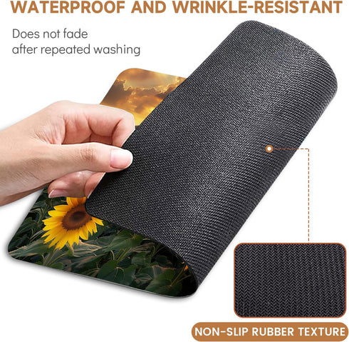 Mouse Pad, Non-Slip Rubber Base Mouse Mat Mousepad Waterproof Gaming Mouse Pad for Wireless Mouse, Computers Laptop Home Office (sunflower) by MYGBBKITDEC