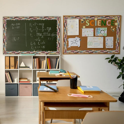Whaline 65.6Ft Inspirational Bulletin Board Border Growth Mindset Scalloped Trim Motivational Craft Decor for Classroom