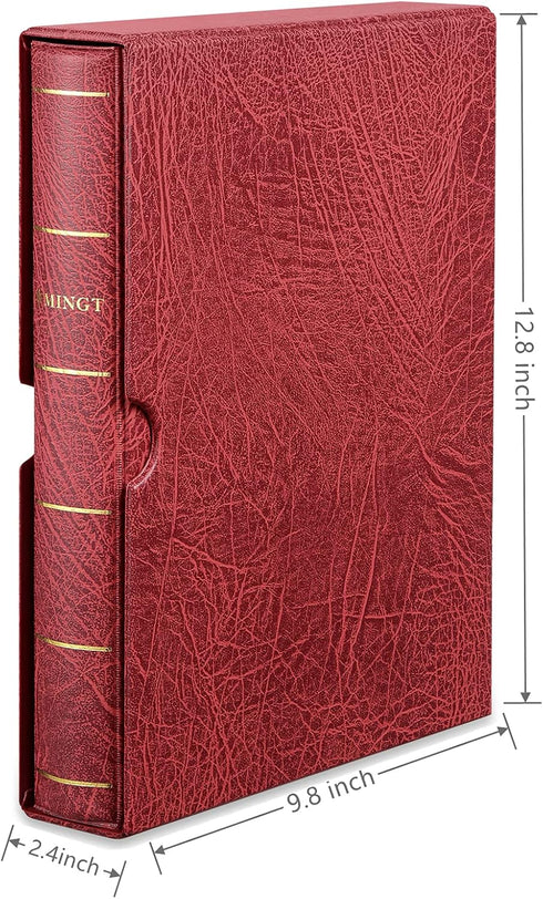 MUDOR 4 Ring Classic Binder, Empty Albums Stockbook for Stamps, Documents, Coins, Bank Notes Classic Binder (Red)