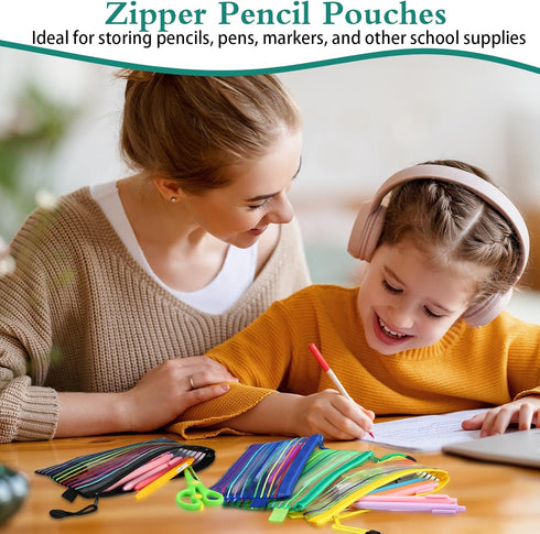 Glenmal 72 Pack Zipper Mesh Pouch, Multipurpose Storage Bag for Office Classroom Supplies