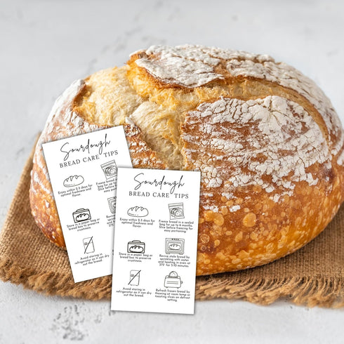 Lashicorn 50pk 2x3.5 Packing Sourdough Bread Care Instruction Cards | Paper Card Storage Tips Labels Starter How