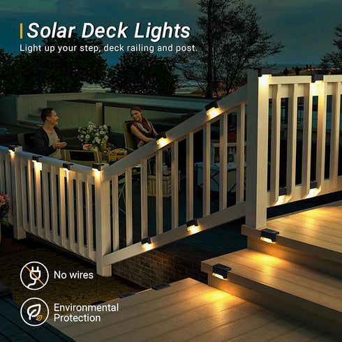Balcony(12 Pack,Warm PATIOWIN Solar Deck Lights Outdoor, Solar Step Lights Waterproof Led Lights for Outdoor Stairs