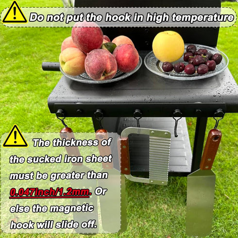 Magnetic Grill Hooks, Heavy Duty Utensil Rack with 5 Hooks, Strong Magnetic BBQ Tool Rack for Traeger, Blackstone, Camp
