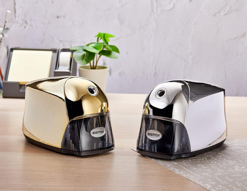 Bostitch Office QuietSharp Executive Heavy Duty Electric Pencil Sharpener, Gold Chrome, Colored-Pencil Compatible