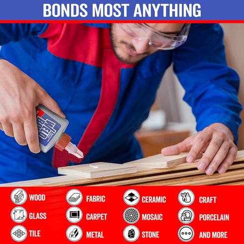 Non-Toxic Multi-Surface Glue That Bonds Most Anything! Use as Wood Glue or for Glass Mosaic Ceramic Pottery Craft Tile Porcelaine Stone Jewelry Fabric Furniture & More. 5.4oz /160ml 2-Pack