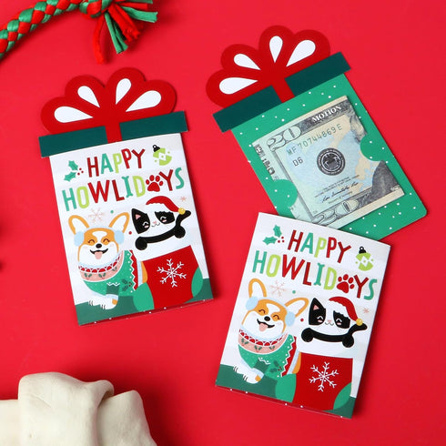 Set 8 Big Dot of Happiness Christmas Pets - Cats and Dogs Holiday Party Money and Gift Card Sleeves - Nifty Gifty Card