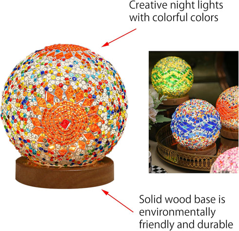 PLBSE Dimmable Boho Style Wooden Base Table Lamp Touch Color Changing Rechargeable Battery Operated LED Bedside Mood