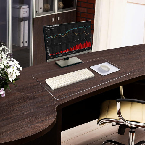 Awnour Clear Desk Mat, 32 x 16 inches, Transparent Plastic Desk Protector for Office and Home