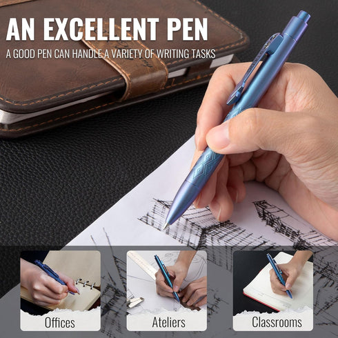 Premium Titanium Ballpoint Pen with Smooth Gel Ink, Luxury Writing Instrument for Business, Office & Daily Use -
