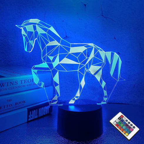 FULLOSUN Night Lights for Kids Horse Illusion 3D Night Light Bedside Lamp