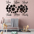 Zonon 3D Acrylic Mirror Wall Decor Stickers, 6 Word DIY Faith Live Laugh Hope Love - Black