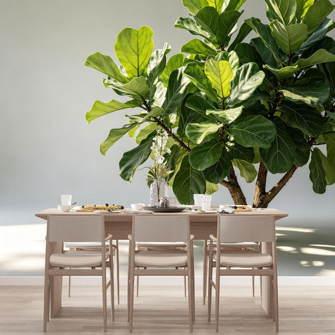 Agglomerix Custom Size Wall Murals Fiddle Leaf Fig Tree Botanical Minimalist Green Leaves SelfAdhesive Wall Fabric
