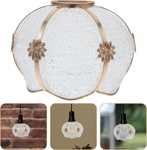 E27 4.2cm Garneck Plastic Lamp Shade with Iron Frame Socket Aperture Boho Light Cover for Pendant and Floor Lamps