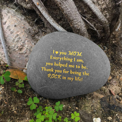 Unique Gift for Mom - Thank You for Being My Rock, Engraved Keepsake Paperweight Stone for Mother