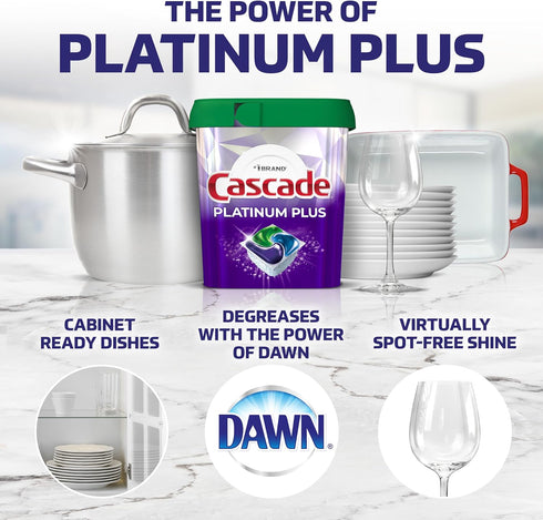 Cascade Platinum Plus ActionPacs Dishwasher Detergent Pods, Mountain, 52 Count