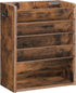 Wall File Organizer, 6-Tier Vertical Mount Hanging Holder with Vintage Wooden Magazine Storage Crate