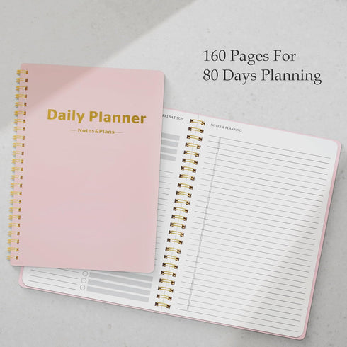 Daily Planner Notebook, 80 Sheets Undated Do List Planner 2024, 6.4"x8.4" Organizer for School/Office