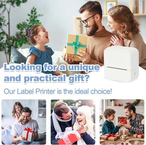 NHOWIN 4 Sticker Printer, Portable Thermal Bluetooth Inkless Label Maker with Roll Paper, Mini Sticker Maker Machine