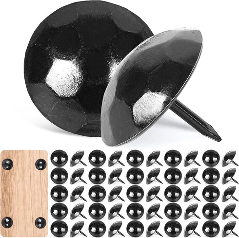 50PCS 1 Inch Large Round Head Iron Clavos Hammered Decorative Nails Black