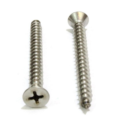 Bolt Dropper Stainless Steel Flat Head Phillips Screws - Pack of 100 #6 x 1-Inch Wood Screws, Durable and Rust-Resistant