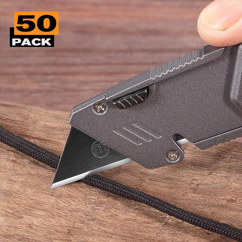 50-Pack Blackened SK-2 Utility Knife Blades, Extra Durable Razor Blades for Box Cutter, Never Rust Design