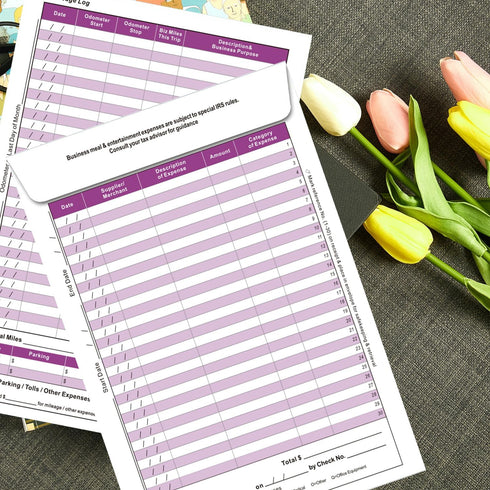 Receipts Envelope Organizer, Expense Envelope for Auto Mileage and Business Expense Tracker, 12 Pack (Purple)