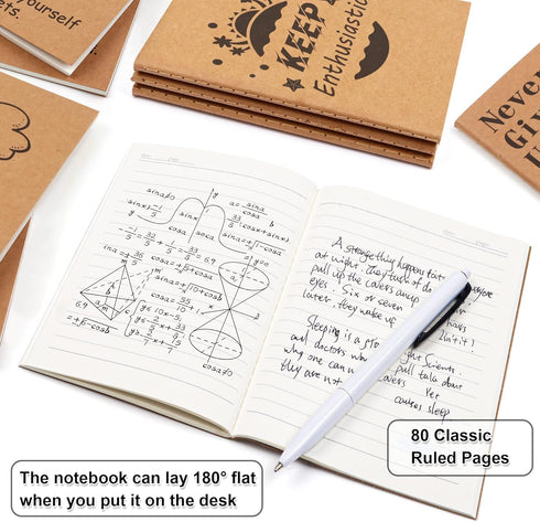 Feela 15 Pack A6 Kraft Notebooks, 15 Designs Cute Mini Pocket Notebooks and Journals, Lined Motivation Small Journal