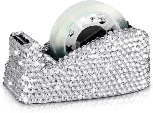 Glitter Tape Dispenser, Bling Crystal Luxury Handmade Diamond Holder with 2 Pcs Tapes for Girls, Women