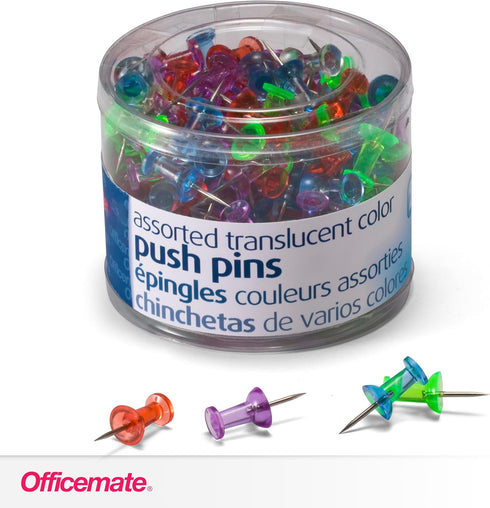 Officemate Translucent Push Pins, 35710