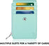 ELV Badge Holder with Zipper, PU Leather ID Card Holder Wallet, 5 Card Slots, RFID Blocking Pocket, Mint