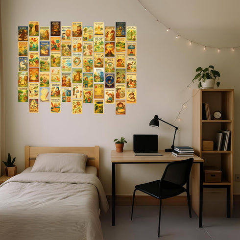 Print'N'Art 4x6 Inches 60 English Literary Genres Elements Posters - pcs Double Sided Educational Classroom Must Have