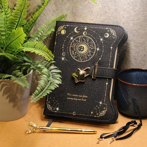Diary with Lock and Keys for Girls, 360 Kraft Pages Journal, B6 Refillable Notebook with Pen and Bookmark